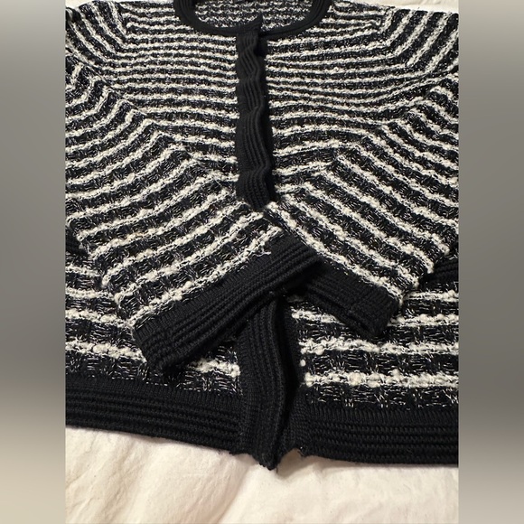 Anne Klein Black and White Textured Cardigan - Size L - Picture 6 of 13
